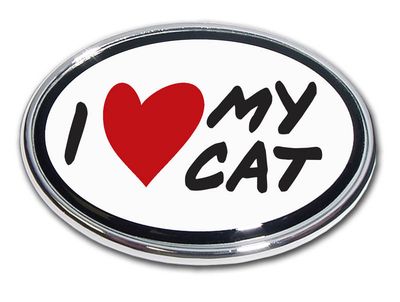 I Love My Cat Chrome Auto Emblem
