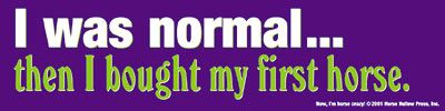 I was normal then I bought my first horse. Bumper Sticker