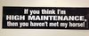 If you think I'm high maintenance, then you haven't met my horse Bumper Sticker