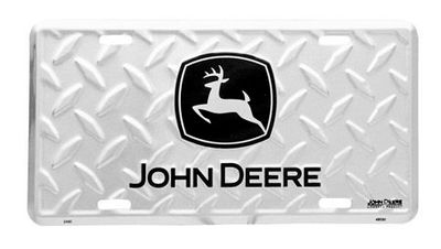 John Deere Black Logo Diamond Plate License Plate 