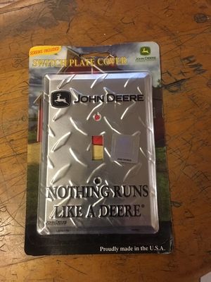 John Deere Diamond Plate Black Single Light Switch Metal Cover