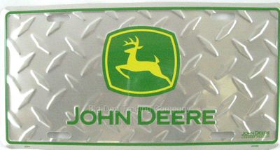 John Deere Green Logo Diamond Plate License Plate