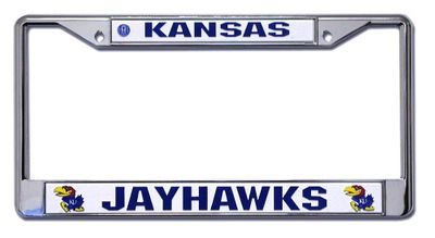 Kansas Jayhawks NCAA Chrome Auto License Plate Frame Cover