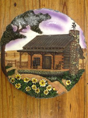 Log Cabin 10" Stepping Stone/Wall Plaque