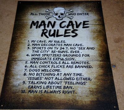 Man Cave Rules Tin Metal Sign 12" X 15"