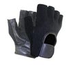 Men's Black Leather and Spandex Fingerless Riding Gloves