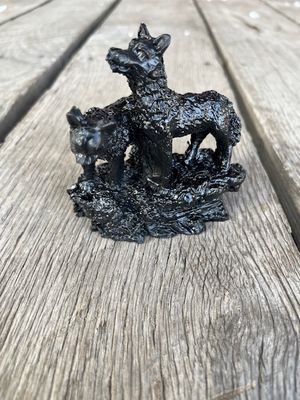 Handcrafted Two Wolves Made from Coal by Kentucky Artisans