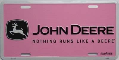Pink Nothing Runs Like A Deere John Deere  Metal License Plate