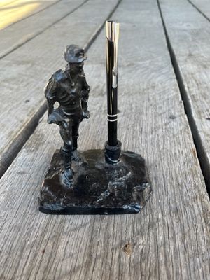Handcrafted Coal Miner Desk Set With Ink Pen Made from Coal by Kentucky Artisans