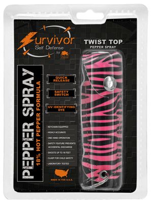 1/2 Ounce Survivor Pepper Spray Keychain - Pink Zebra