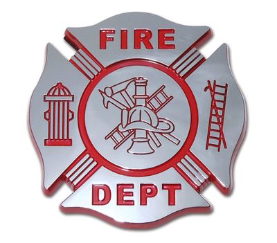Firefighter Red Chrome Emblem