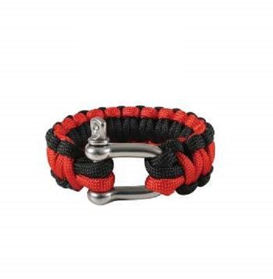 Thin Red Line Paracord Bracelet With D-Shackle 9"
