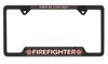 Firefighter Open Black All Metal License Plate Frame