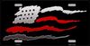 Thin Red Line American Flag  Metal License Plate