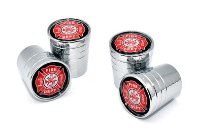Fire Universal Valve Stem Caps - Shiny Chrome Aluminum Smooth