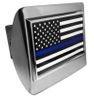Police Flag Emblem on Chrome Metal Hitch Cover