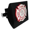 Firefighter Red Emblem on Black Plastic Hitch Cover