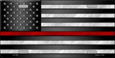 Thin Red Line Full American Flag Metal License Plate
