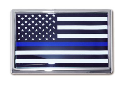Standard Police Flag Chrome All Metal Emblem