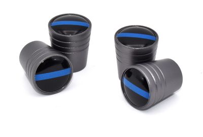 Police Universal Valve Stem Caps - Black Chrome Smooth