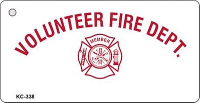 Volunteer Fire Dept License Plate Metal Keychain
