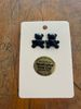 Teddy Bear with Heart Stud Earrings Handmade From Coal by Kentucky Artisans