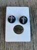Silver Cross Stud Button Earrings Handmade From Coal by Kentucky Artisans