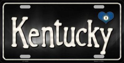 Kentucky Flag Script Metal License Plate