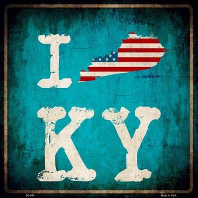 I Love Kentucky Metal Square Sign