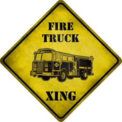 Fire Truck Xing Metal Crossing Sign 