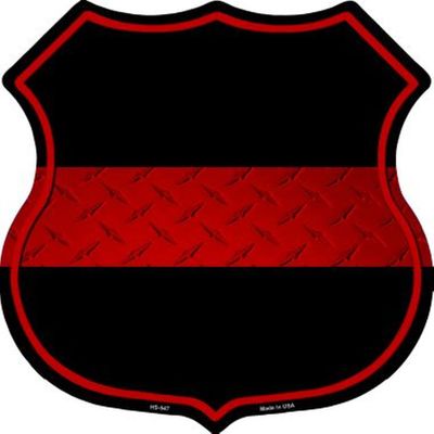 Thin Red Line Metal Highway Shield