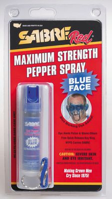 NEW! Blue Face Pepper Spray Keychain by SABRE Red