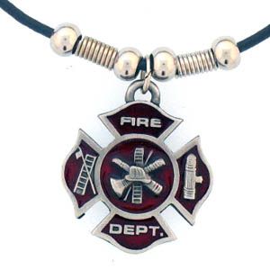 Earth Spirit Necklace  Firefighter Maltese Cross