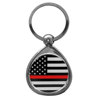 Thin Red Line Firefighter Flag Chrome Key Chain