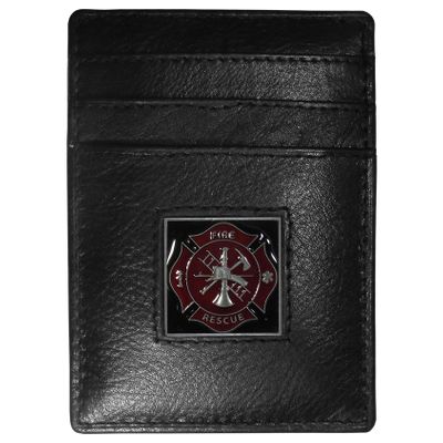 Leather Money Clip/Cardholder - Fire Fighter