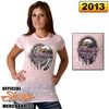 Official 2013 Sturgis Motorcycle Rally Ladies Eagle Dreams Pink Burnout Short Sleeve T-Shirt