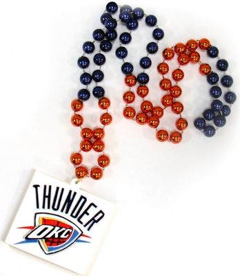 Oklahoma City Thunder NBA Mardi Gras Beads Necklace with Medallion