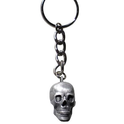 Pewter #D Skull Key Ring