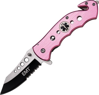 Pink Linerlock Assisted Opening EMT Knife