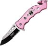 Pink Linerlock Assisted Opening EMT Knife