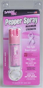Pink Pepper Spray Keychain (0.54 oz/aprox. 25 shots) by SABRE Red - Help Support the National Breast Cancer Foundation