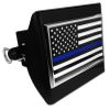 Police Flag Emblem on Black Plastic Hitch Cover