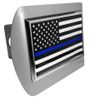 Police Flag Emblem on Brushed Metal Hitch Cover