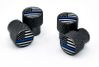 Police Universal Valve Stem Caps Thin Blue Line Flag - Black Chrome Knurlingg