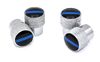Police Thin Blue Line Universal Valve Stem Caps - Shiny Chrome Aluminum Knurling