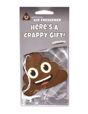 Poop Emoji Air Freshener "Here's a Crappy Gift"  - Cinnamon Scent, 2 Pack