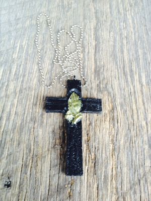 Praying Hands Cross with Gold Trim Necklace