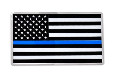 Premium Blue Line Police Flag 3D Decal Sticker