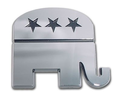 Republican Elephant Chrome Auto Emblem
