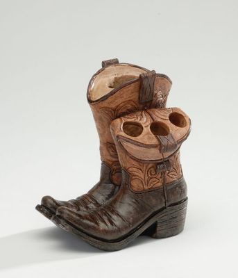 Resin Cowboy Boots Toothbrush and Toothpaste Holder.